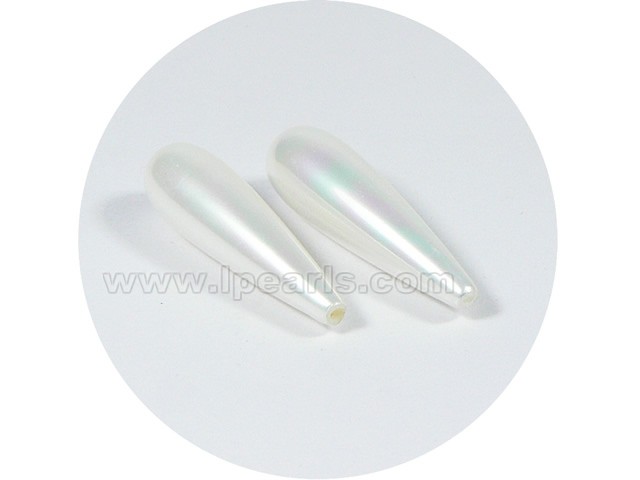 5PCS 8*30mm white tear-drop shell pearl beads