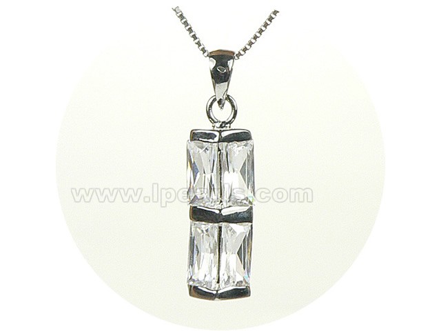 8*20mm rhodium plated sterling silver pendant