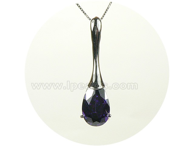 9*34mm rhodium plated sterling silver pendant
