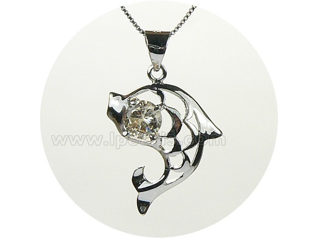 19*29mm rhodium plated sterling silver pendant