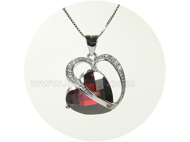 18*25mm heart shape sterling silver rhodium plated pendant