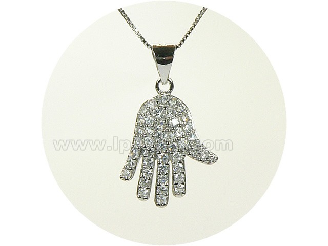 15*20mm hand shape sterling silver rhodium plated pendant