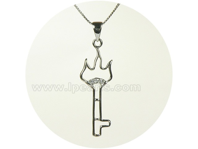 12*40mm sterling silver rhodium plated pendant wholesale