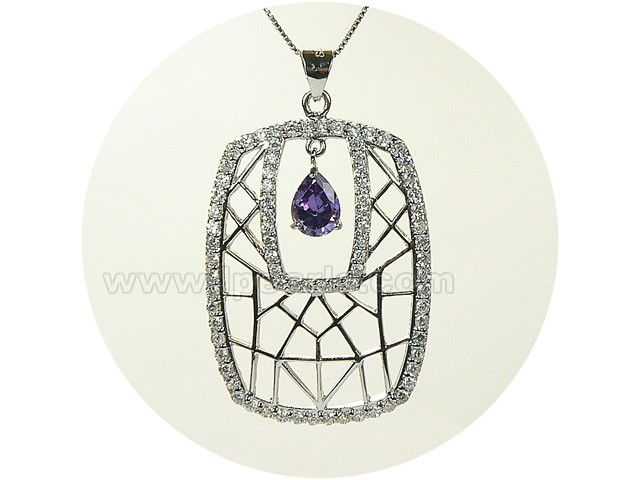30*45mm sterling silver rhodium plated pendant wholesale