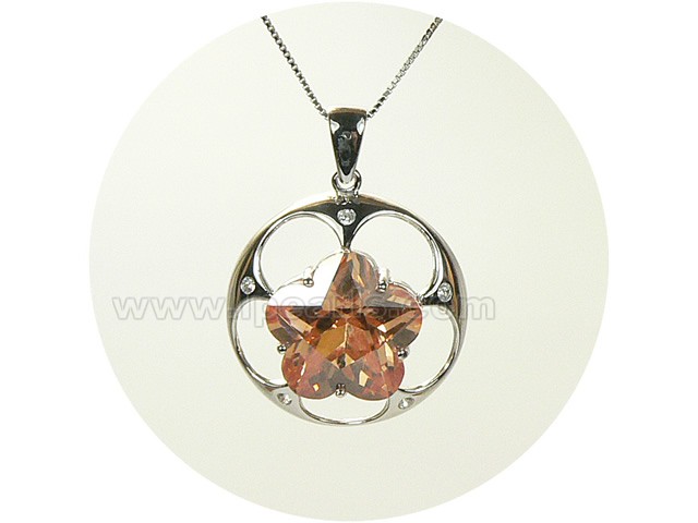 24*35mm round sterling silver rhodium plated pendant wholesale