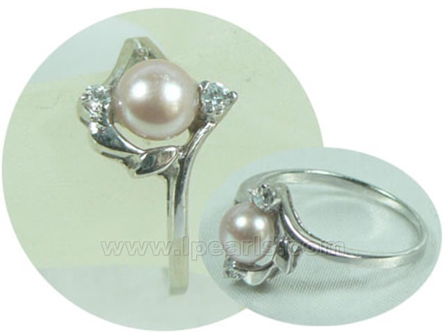 natural purple 5.5-6mm bread pearl sterling silver ring