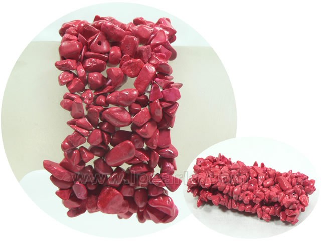 dazzling red irregular turquoise stretch bracelet