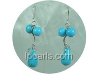 12*18mm teardrop blue turquoise earrings with faceted crystal