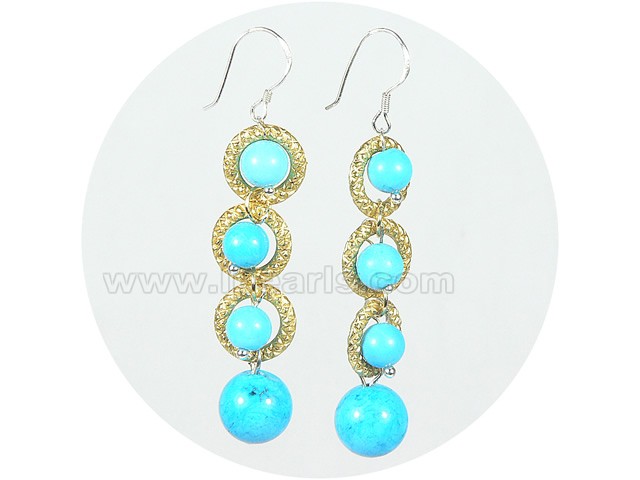 8mm and 12mm blue turquoise earrings