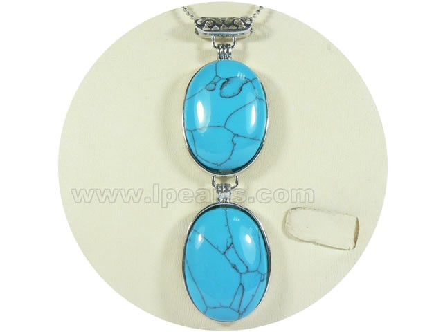 4*8.5cm two rows green oval turquoise pendant
