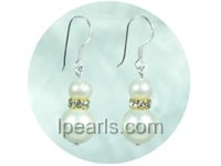 wholesale 10mm white color shell bead dangling earrings