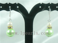 wholesale 10mm cyan color shell bead dangling earrings
