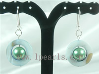wholesale green color shell bead dangling earrings