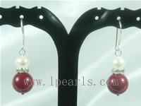 wholesale 10mm red color shell bead dangling earrings
