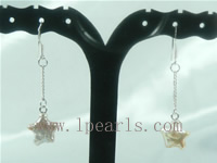 pink pentagon freshwater pearl sterling silver dangling earrings