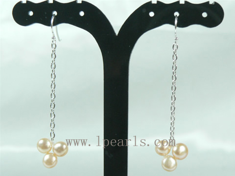 6-7mm radiance bread FW pearl sterling silver dangling earrings