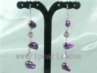 purple blister freshwater pearl sterling silver dangling earring