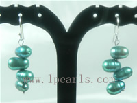 blue color freshwater pearl sterling silver dangling earrings