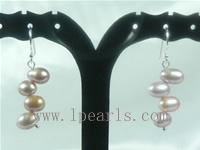 top drilled freshwater pearl sterling silver dangling earrings