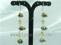 copper color freshwater pearl sterling silver dangling earrings