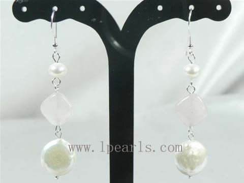 sterling silver dangling earrings with freshwater pearls and cry