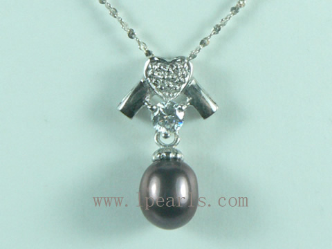 cheap 6*8mm rice freshwater pearl pendant with pendant mounting