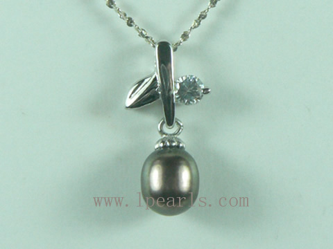 5*8mm rice cultured pearl pendant with pendant mounting