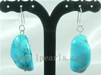 wholesale blue turquoise sterling dangling earrings