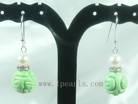 gourd green turquoise sterling dangling earrings on wholesale