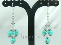 wholesale 8mm blue turquoise sterling dangling earrings