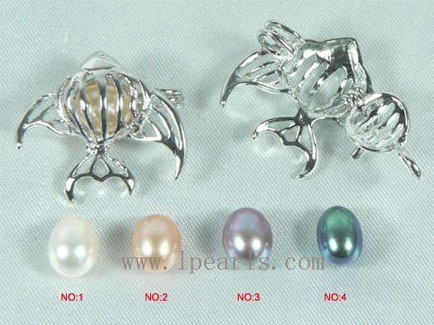 5pcs fish shape 18K GP wish pearl pendant set on wholesale