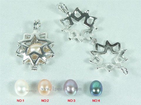 5pcs double pentacle shape 18K GP wish pearl pendant set
