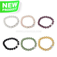 6 colors 8mm shell pearls crystal adjustable bracelet for women