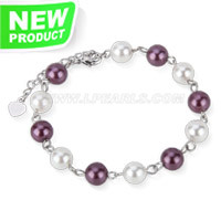8mm purple white shell pearls bracelet for women