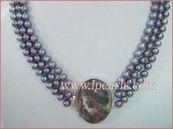 6-7mm black color cultured freshwater jewelry pearl necklace