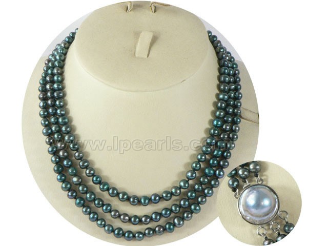 6-7mm gray cultured freshwater jewelry pearl necklace