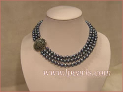 Three rows 7-8mm freahwater jewelry pearl necklace