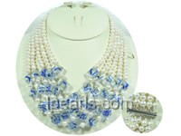 Five rows 6-7mm white freshwater jewelry pearl necklace with cry