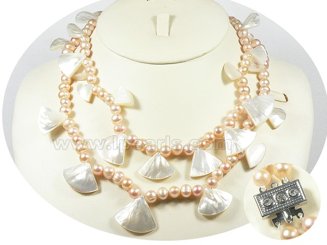 6-7mm pink potato shaped freshwater jewelry pearl necklace with