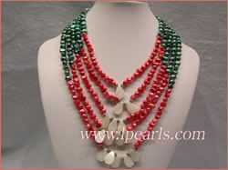 five rows smooth on both sides jewelry pearl necklace with shell