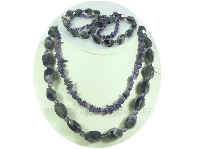 two strands 12*17mm amethyst jewelry necklace