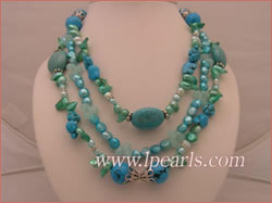 7*10mm green blister jewelry pearls and turquoise necklace