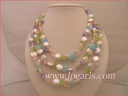 12mm white coin jewelry pearl necklace with snowflake crystals