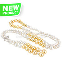 wholesale white and golden shell pearls necklace
