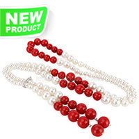 wholesale white and red shell pearls necklace