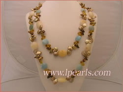 champagne freshwater pearl necklace-48mm long