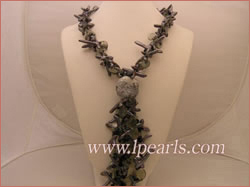 black cross pearl necklace decorated with flat rain drop crystal