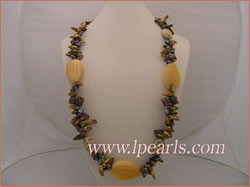 7-20mm coffee blister pearl necklace with black keshi pearl