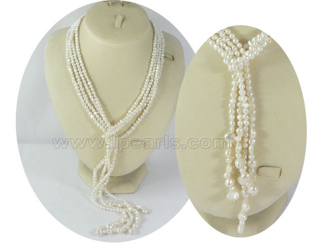 three strands smooth on both sides pearl necklace
