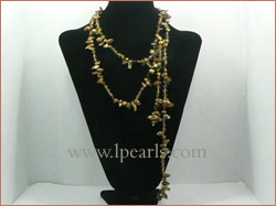 tail shaped coffee freshwater jewelry pearl necklace with crysta